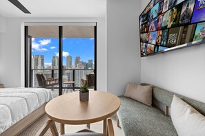 Enjoy stunning views from the comfort of the studio.