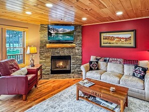 Great Room with Wood Burning Fireplace