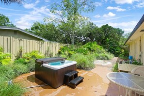Feeling bubbly? Dive into relaxation—our hot tub is ready for your ultimate soak session