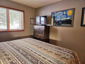 TV & DVD player on dresser in the bedroom.