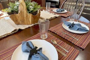 We provide all dishes, silverware, cooking utensils and essentials for your stay.