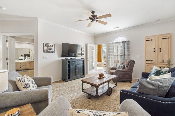 Curl up in the cozy living room & enjoy a movie night together