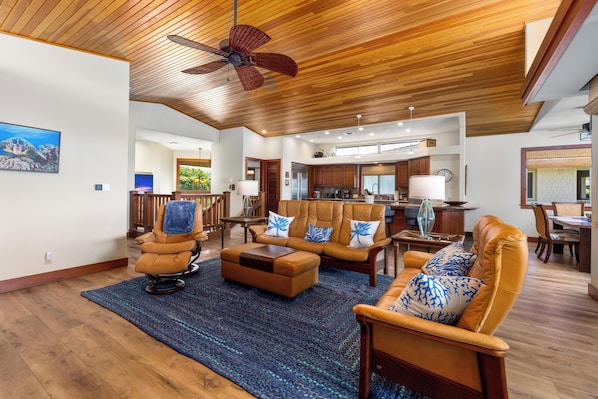 Stunning living area that opens up to kitchen