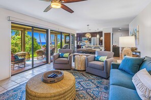 Open living at Wailea Ekolu 1605 with lanai access and ocean breeze.