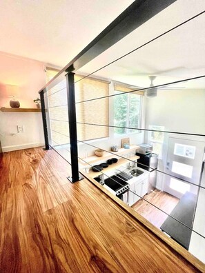 Birdseye view from the loft with a secure railing for your safety of course!
