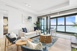 Experience luxury living while lounging around this elegant living room