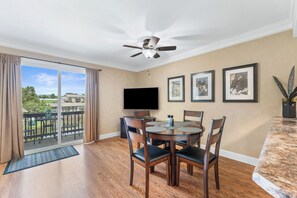 Gather for meals together at the dining table, with seating for 4