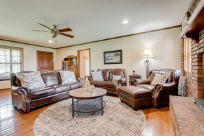 Walk into the living room.