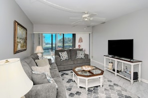 Living Room - Bright and cozy living room with a sleeper sofa for your overnight visitors.