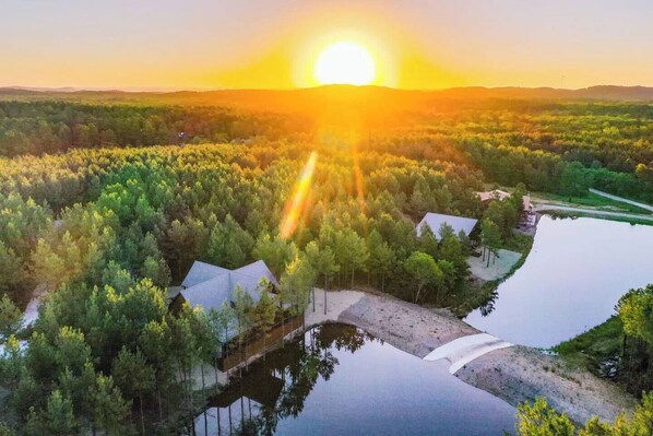 View of the property with stocked pond!