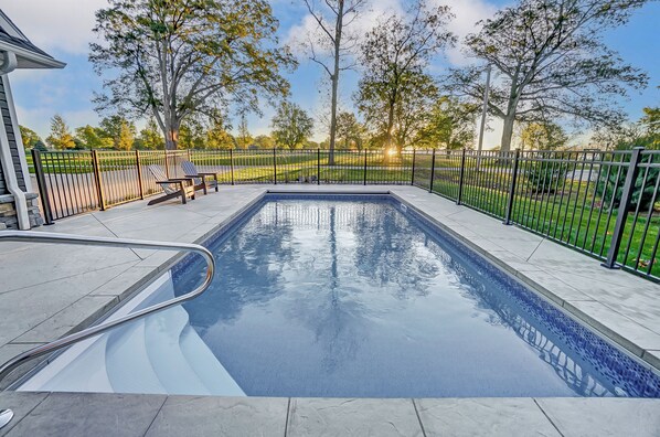 Enjoy our heated salt-water sports pool, perfect for seasonal fun! 