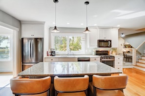 Fully stocked kitchen with complimentary coffee with drip coffee maker.
