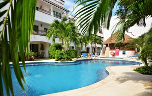 Relax by the pool on sunny days.