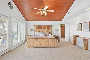 This bedroom has a king sized bed
