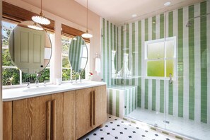 Bathroom #1: Walk In Shower + Double Vanity