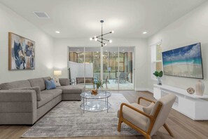 Large Living Room with Smart TV