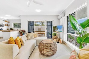 After a day of sun and sightseeing, kick back on the generous sofa with a movie or a book, taking advantage of split system air conditioning or cooling sea breezes. 