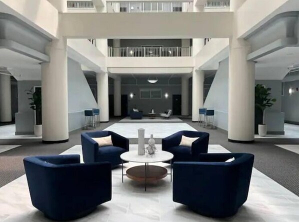 5th floor lobby with pool table