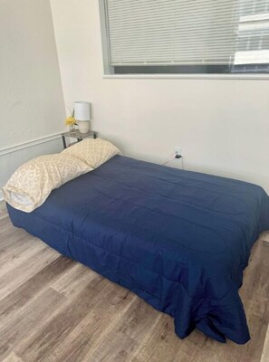futon turn full bed and we have 2 twin size blow up mattress in kitchen closet