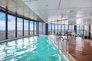 Make a splash in the indoor swimming pool overlooking the Brisbane skyline.
