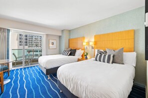 Two full beds and balcony