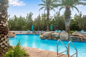 A community pool is available for renter use, a short walk from the home