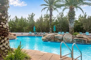 A community pool is available for renter use, a short walk from the home