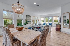 Large, beautiful dining table with seating for 6