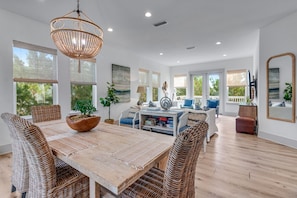 Large, beautiful dining table with seating for 6