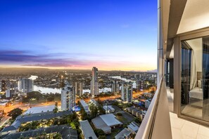 Refreshing scenery in the balcony area with the river and the city views