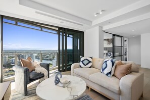 Experience luxury living while lounging around this elegant living room