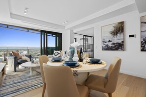 Share sumptuous meals with the family in this sophisticated dining area