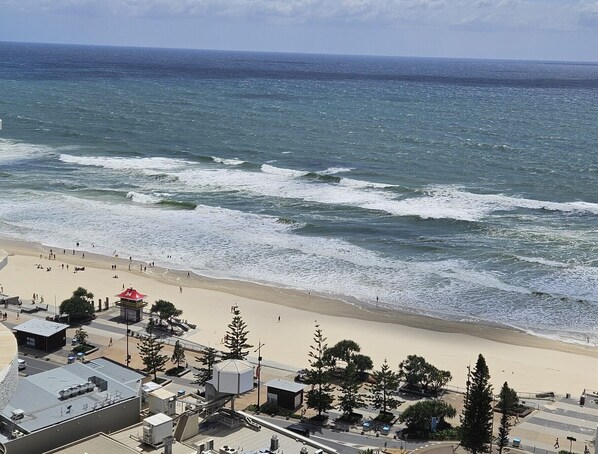 Enjoy breath-taking view of the beach from the apartment. 