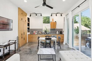Modern gourmet kitchen with open floor plan