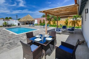 The best seat in the house, right by the pool.