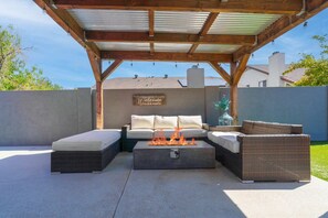 Patio Seating + propane fire