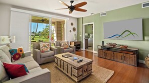 Pili Mai Resort at Poipu #08D - Living Room & Lanai - Parrish Kauai