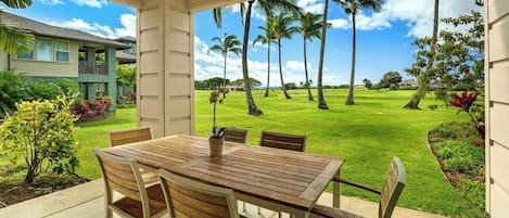 Pili Mai Resort at Poipu #08D - Ocean & Golf View Dining Lanai - Parrish Kauai
