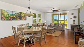 Pili Mai Resort at Poipu #08D - Dining Room & Living Room - Parrish Kauai