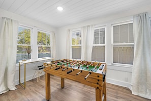 Use the designated work space, or play a challenging game of Foosball.