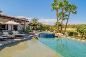 Relaxing by the pool