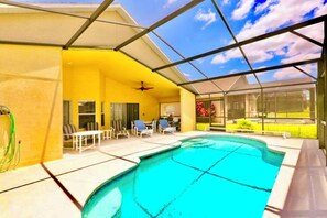 A large deck space allows for full enjoyment of the Florida sunshine