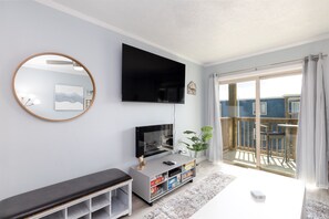 Living area equipped for entertainment and relaxation!