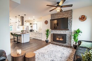 Feeling a chill? Turn on the gas fireplace and cozy up