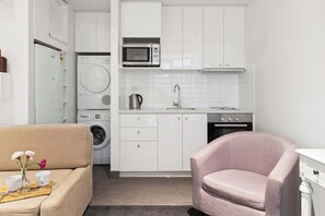 A kitchen & laundry area.