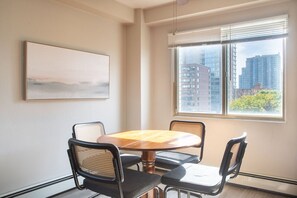 Dining table/workspace with city views
