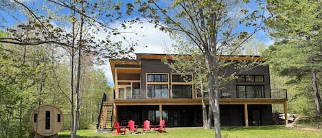 View of cottage on lake side