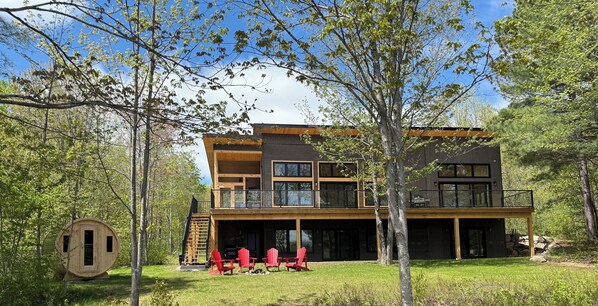 View of cottage on lake side