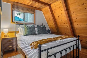 Queen bed in main room