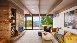 Read through some of the book selections by the cosy fireplace. Firewood stocked 